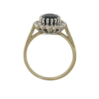 9ct Gold Diamond & Sapphire Set Cluster Ring