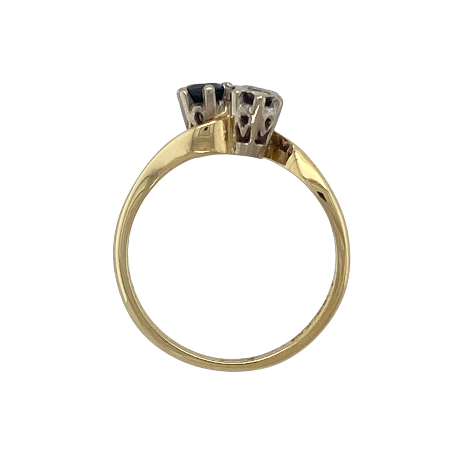 18ct Gold Diamond & Sapphire Set Twist Ring