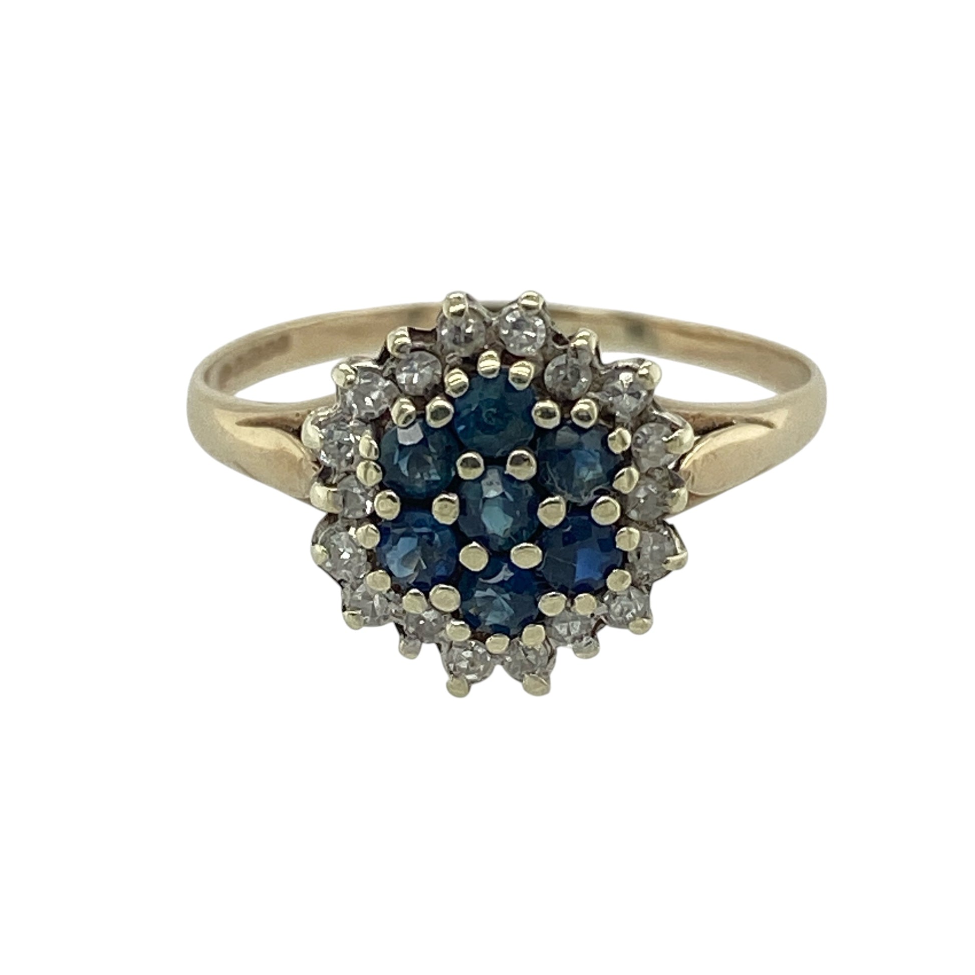 9ct Gold Diamond & Sapphire Set Cluster Ring