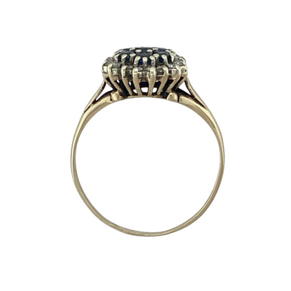 9ct Gold Diamond & Sapphire Set Cluster Ring
