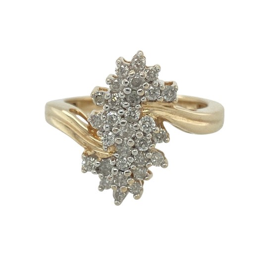 9ct Gold & Diamond Set Double Cluster Ring