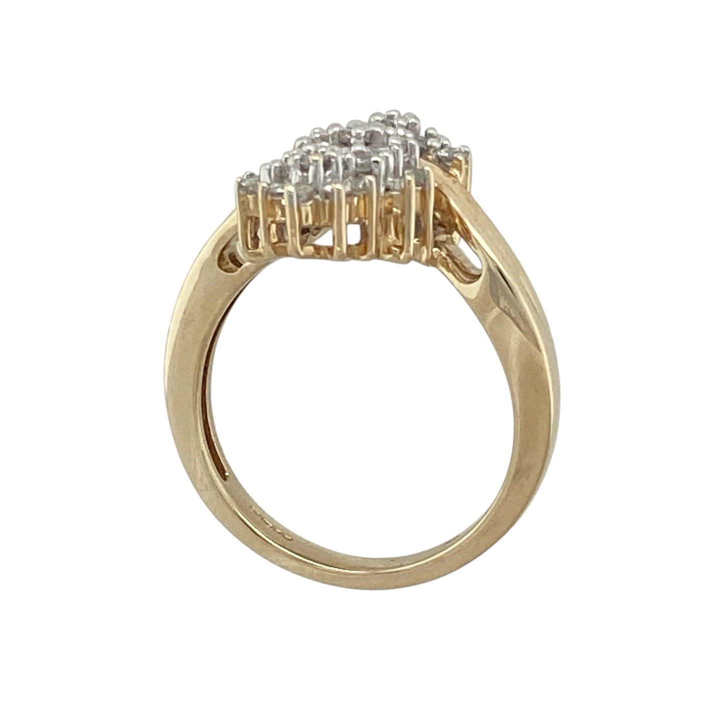 9ct Gold & Diamond Set Double Cluster Ring