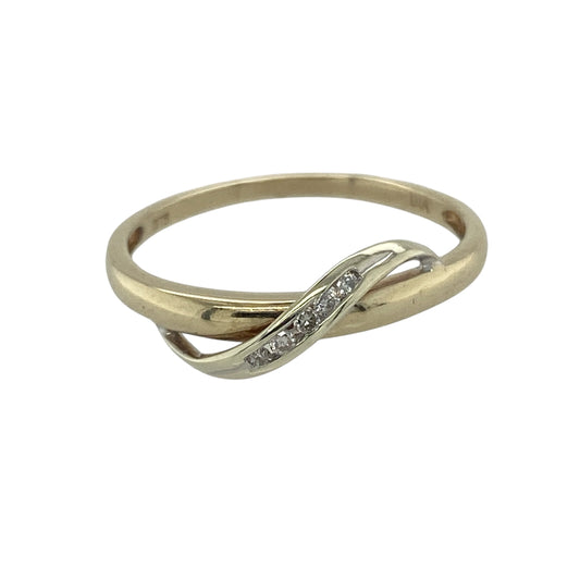 9ct Gold & Diamond Set Twist Band Ring