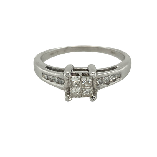 18ct White Gold & Diamond Illusion Set Solitaire Ring
