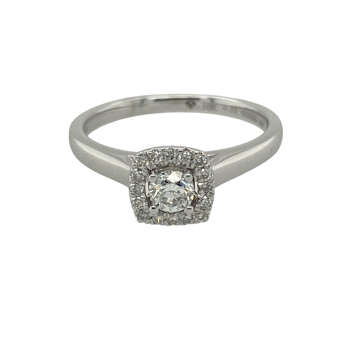 18ct White Gold & Diamond Set Halo Ring