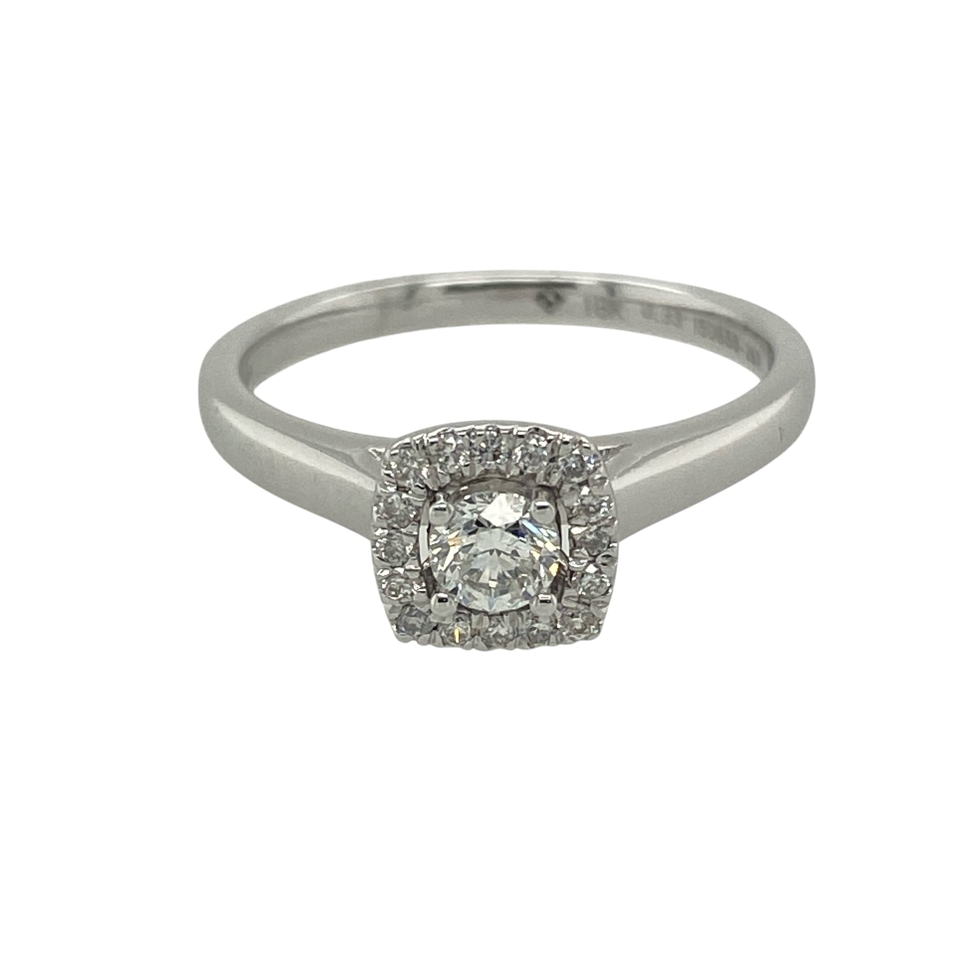 18ct White Gold & Diamond Set Halo Ring