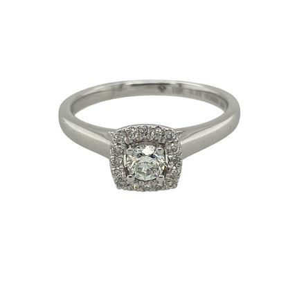 18ct White Gold & Diamond Set Halo Ring