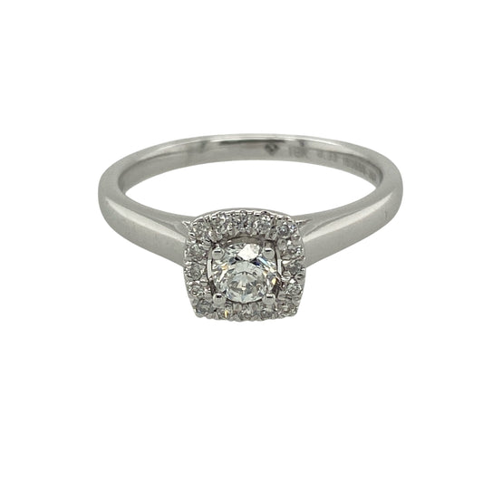 18ct White Gold & Diamond Set Halo Ring