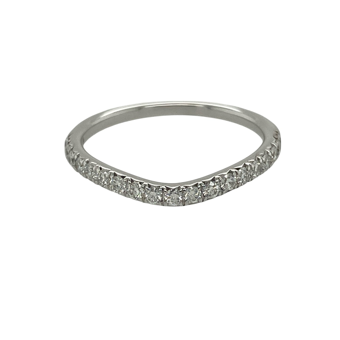 18ct White Gold & Diamond Slight Wishbone Band Ring