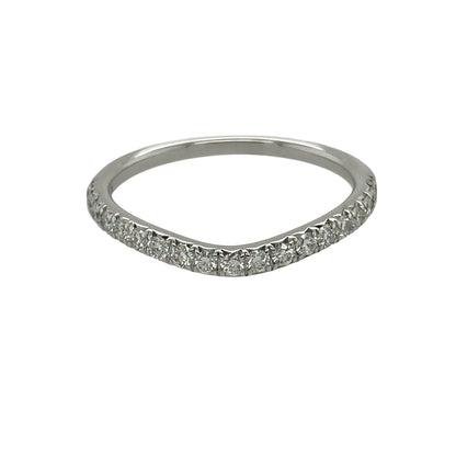 18ct White Gold & Diamond Slight Wishbone Band Ring