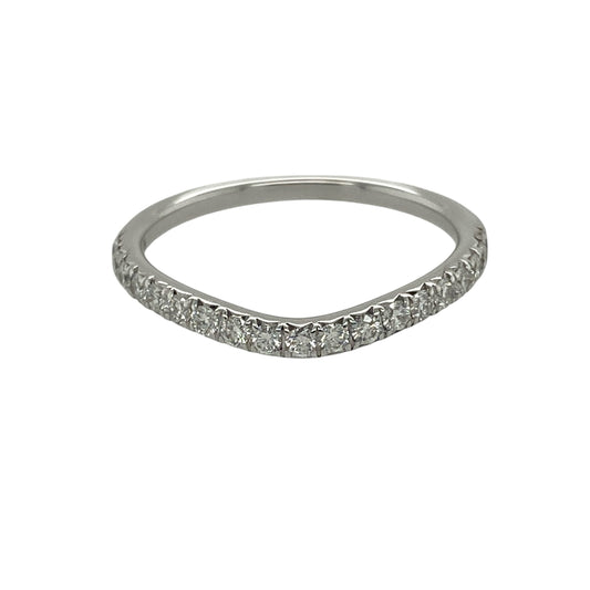 18ct White Gold & Diamond Slight Wishbone Band Ring