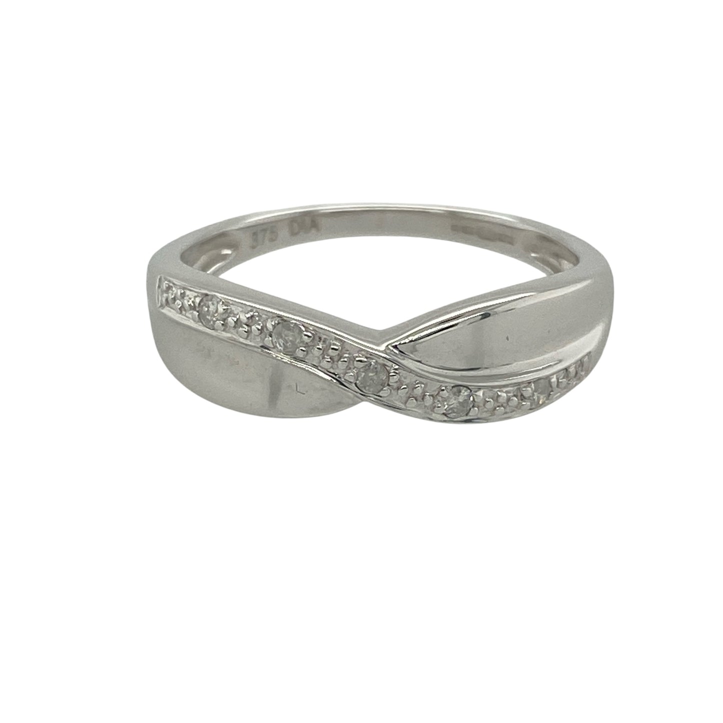 18ct White Gold & Diamond Set Crossover Band Ring