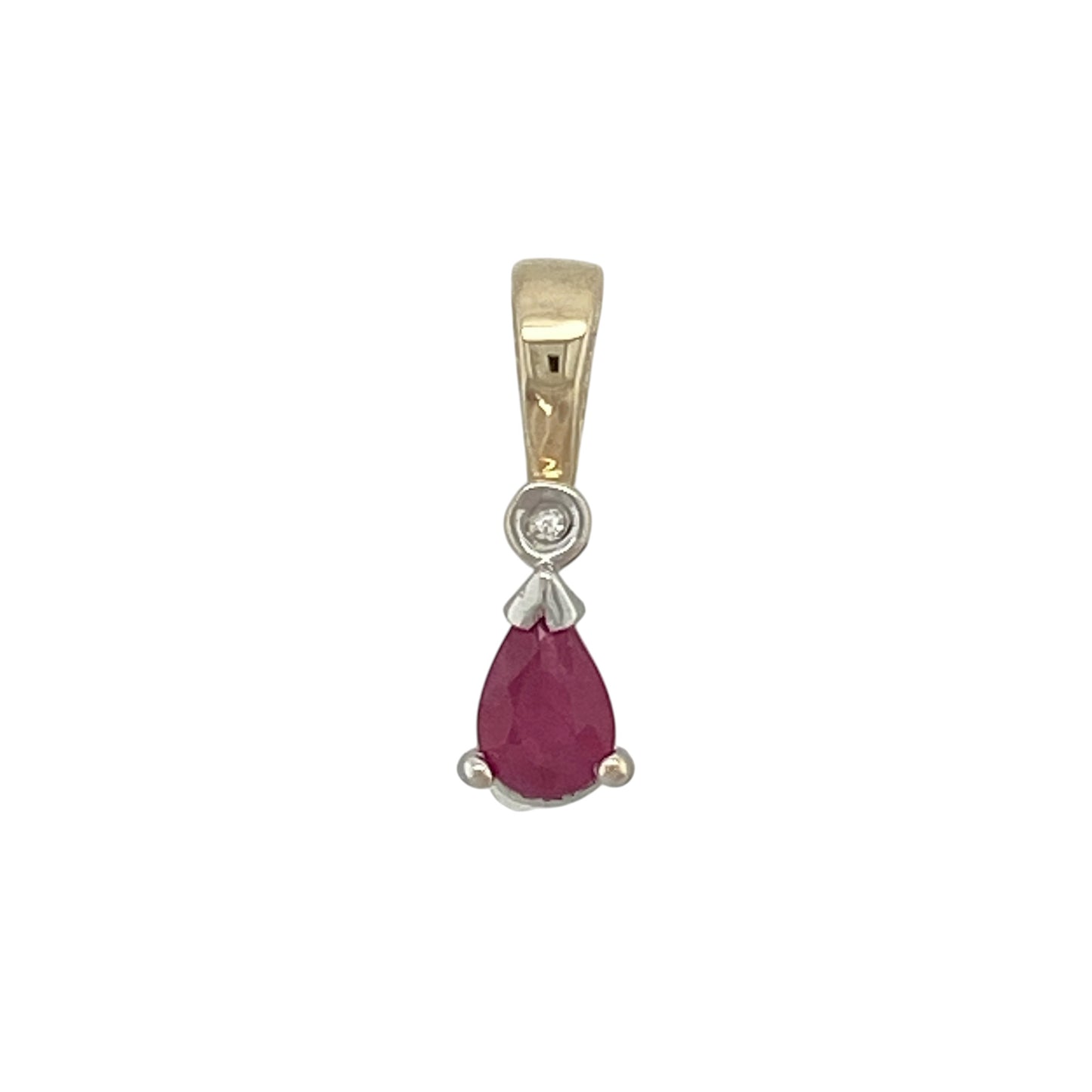 9ct Gold Diamond & Ruby Set Pendant