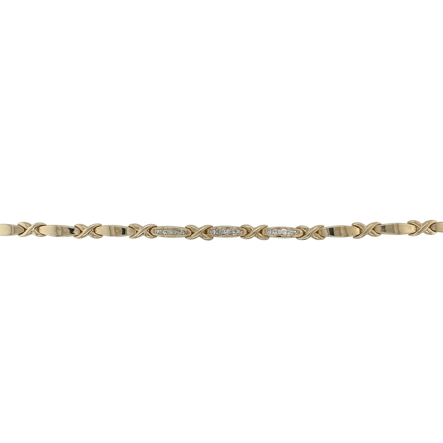 9ct Gold & Diamond Set Kiss Link 7.5" Bracelet