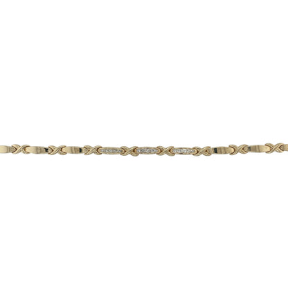 9ct Gold & Diamond Set Kiss Link 7.5" Bracelet