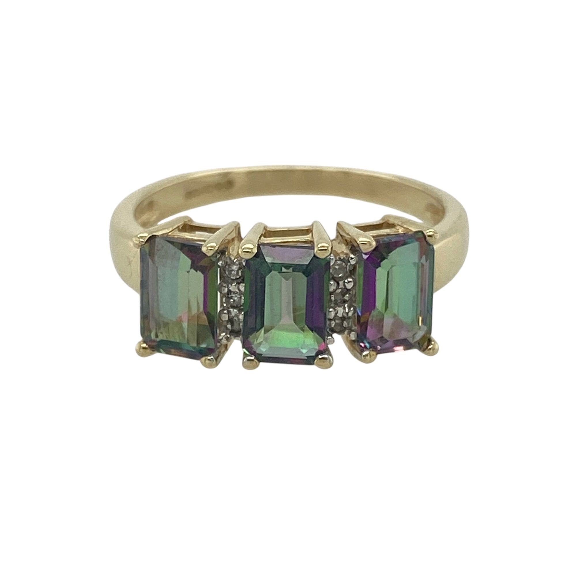 9ct Gold & Mystic Topaz Set Trilogy Ring