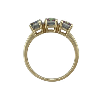 9ct Gold & Mystic Topaz Set Trilogy Ring