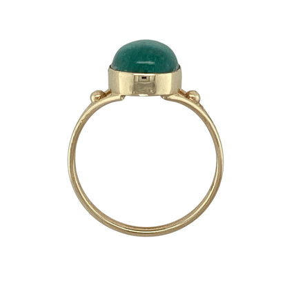 14ct Gold & Green Stone Cabochon Set Solitaire Ring
