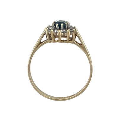 9ct Gold Blue Topaz & Cubic Zirconia Set Cluster Ring