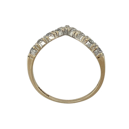 9ct Gold & Cubic Zirconia Set Wishbone Ring