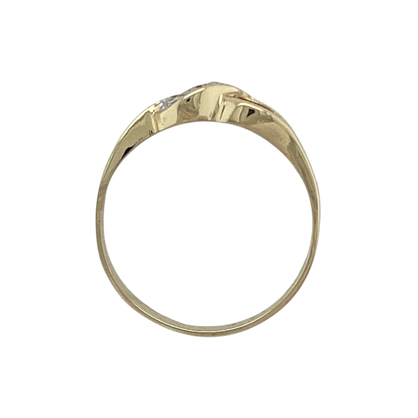 14ct Gold & Cubic Zirconia Set Crossover Ring