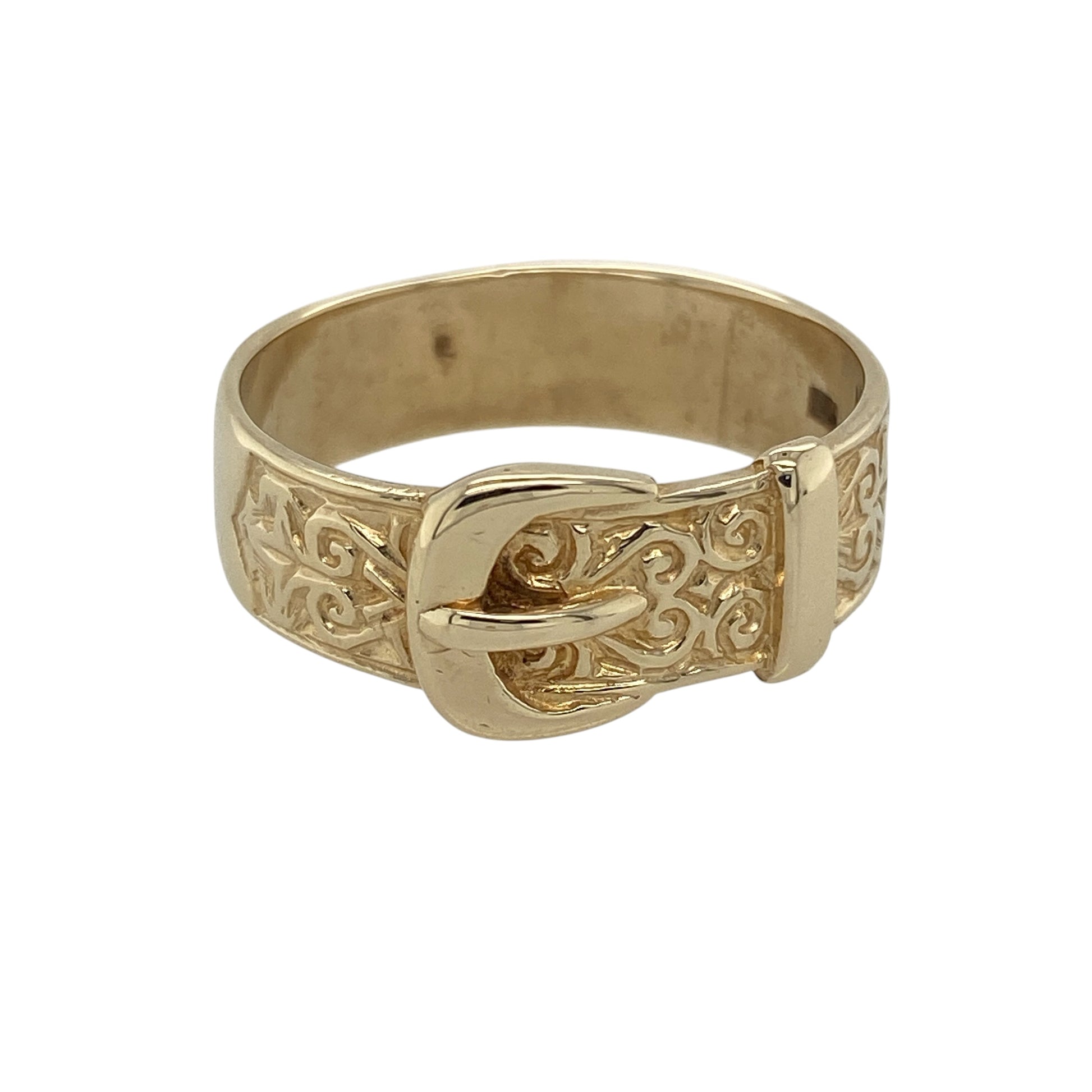 9ct Gold Patterned Buckle Ring