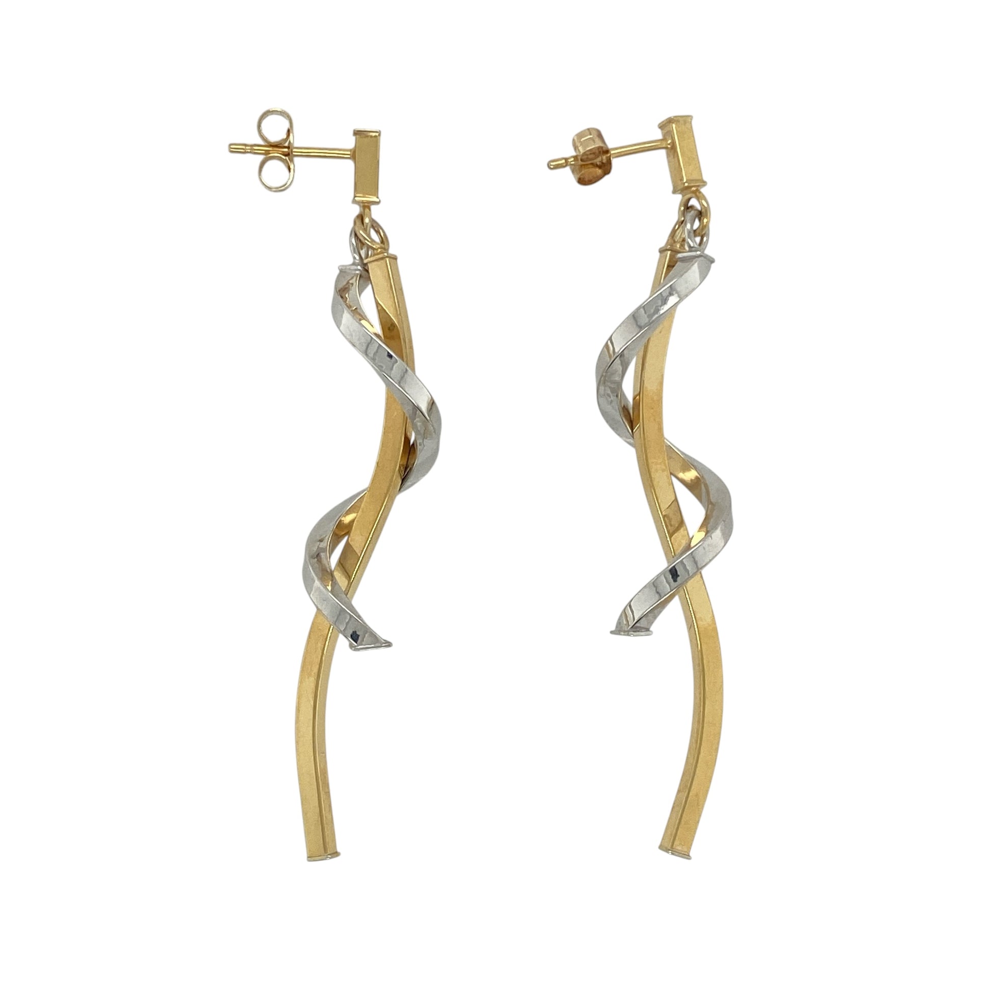 9ct Gold Spiral Drop Earrings