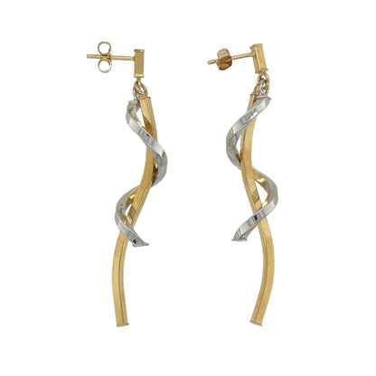 9ct Gold Spiral Drop Earrings