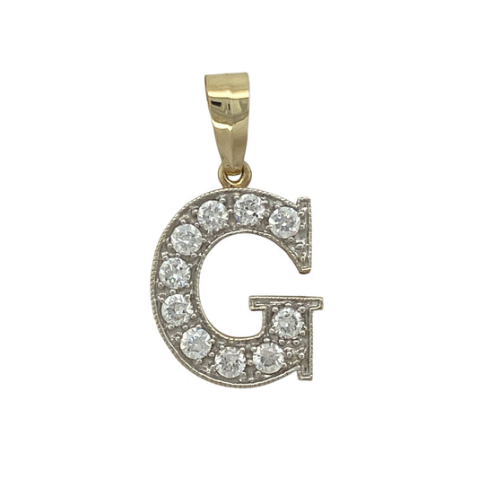 9ct Gold & Cubic Zirconia Set 'G' Initial Pendant