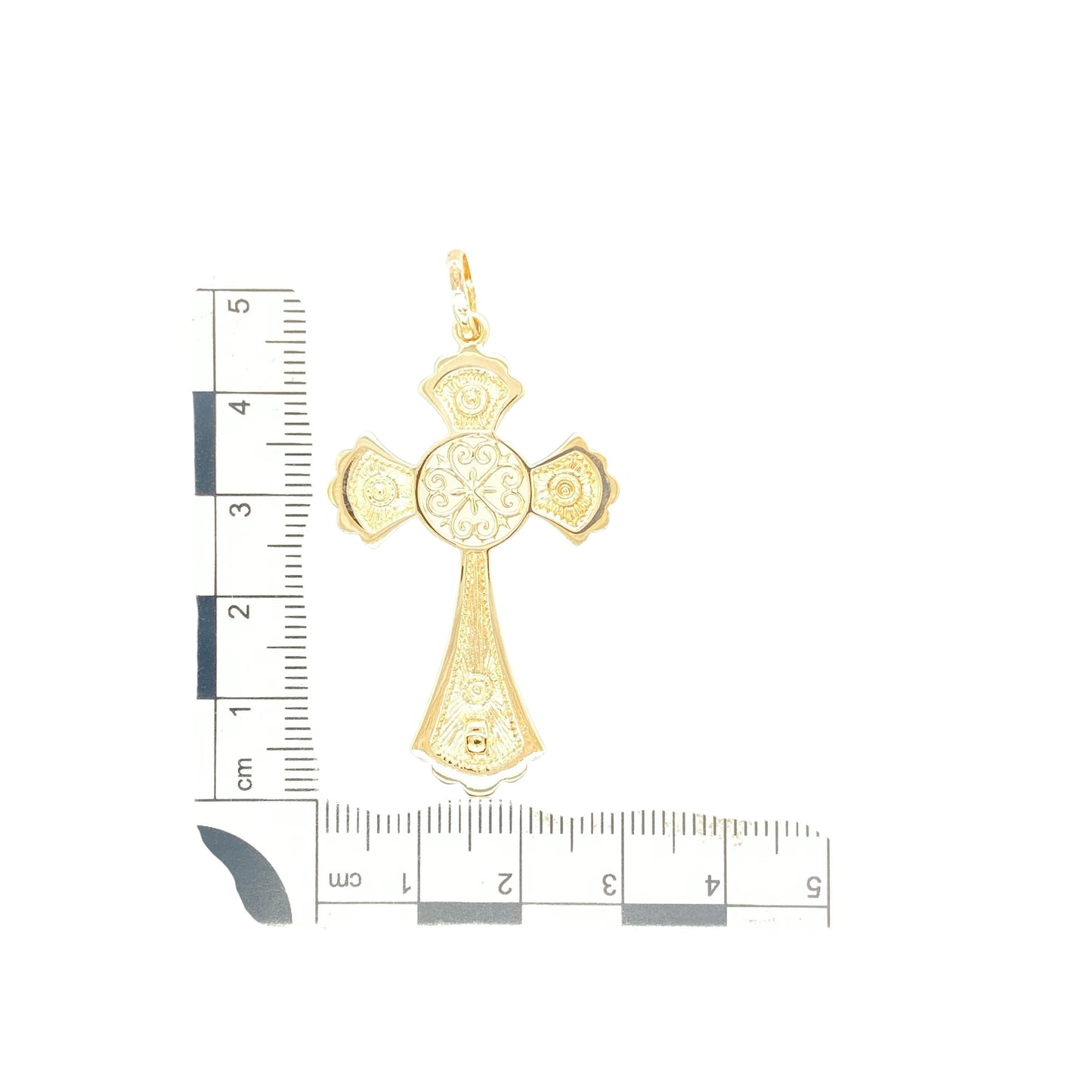9ct Gold Fancy Patterned Large Cross Pendant