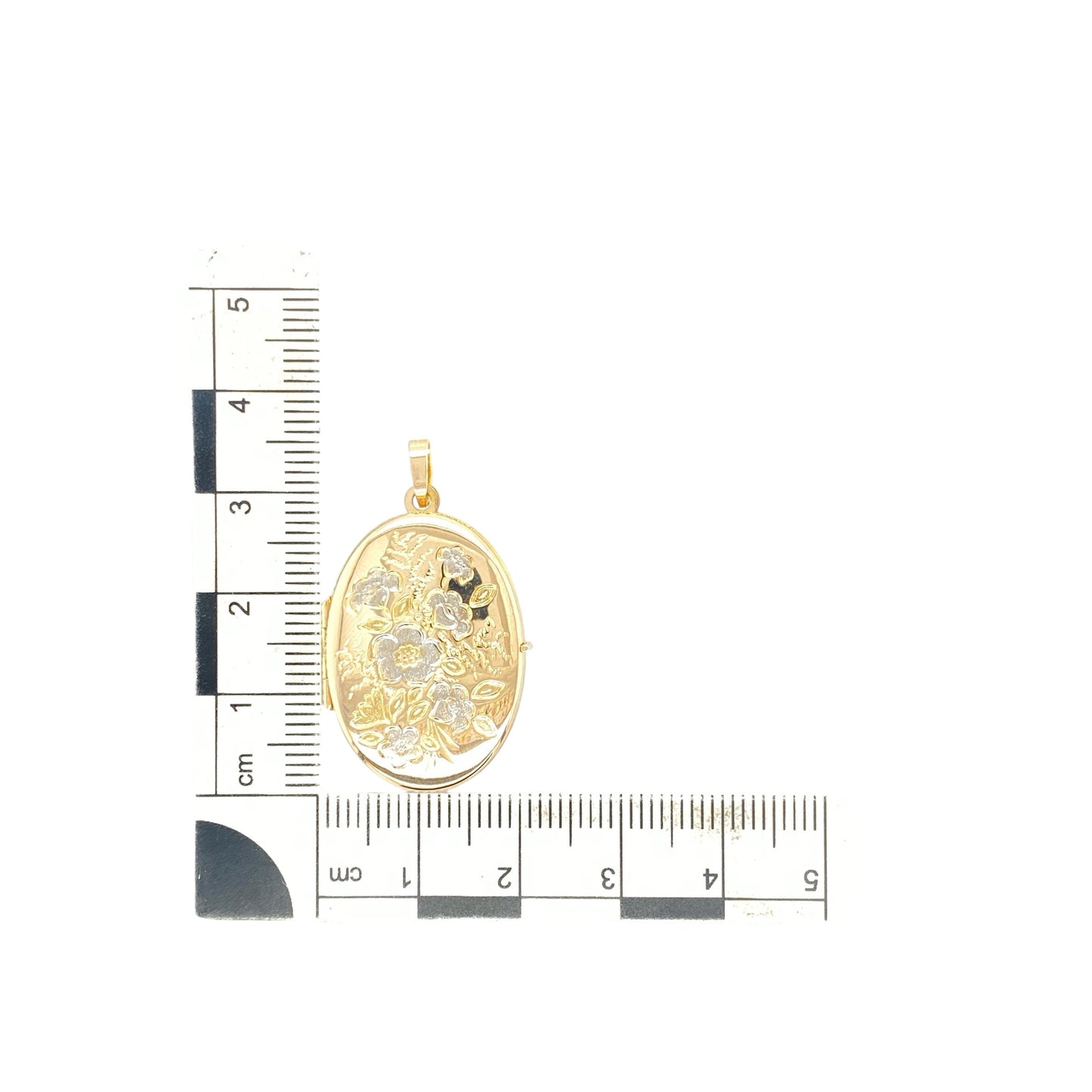 9ct Gold Flower Patterned Oval Locket