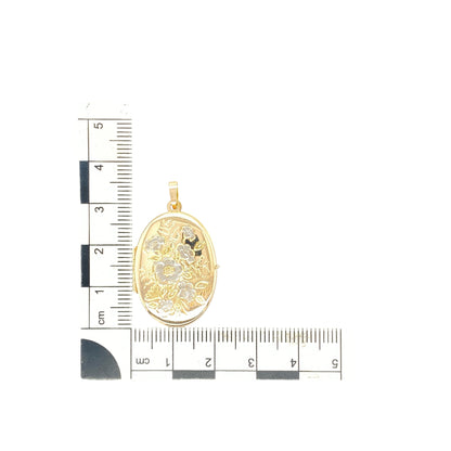 9ct Gold Flower Patterned Oval Locket