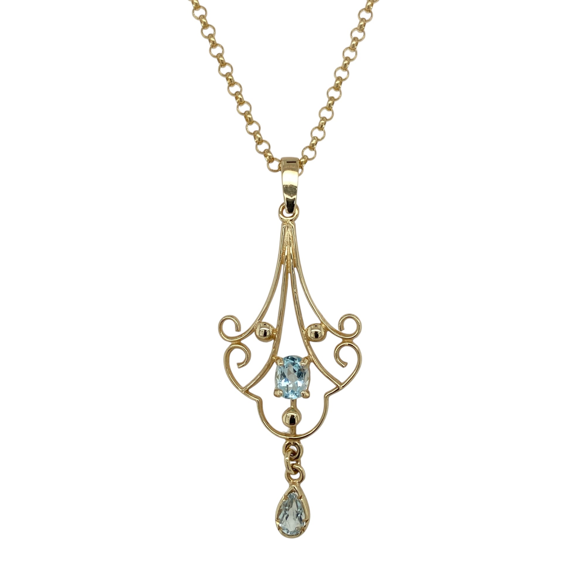 9ct Gold & Blue Topaz Set 18" Necklace