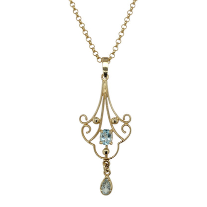 9ct Gold & Blue Topaz Set 18" Necklace