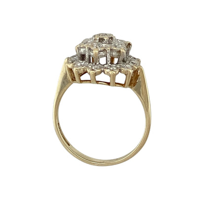 9ct Gold & Diamond Set Flower Cluster Ring