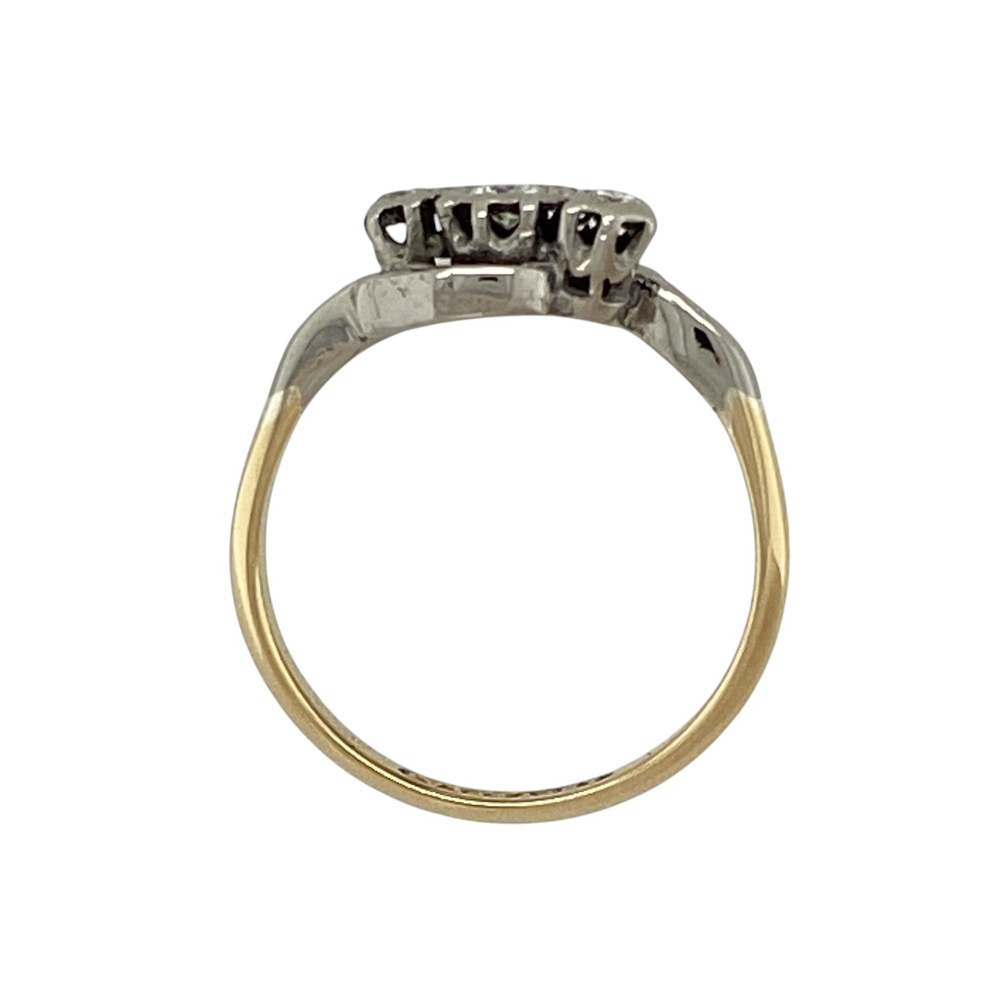 18ct Gold & Platinum Diamond Set Twist Trilogy Ring