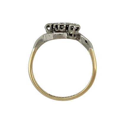 18ct Gold & Platinum Diamond Set Twist Trilogy Ring