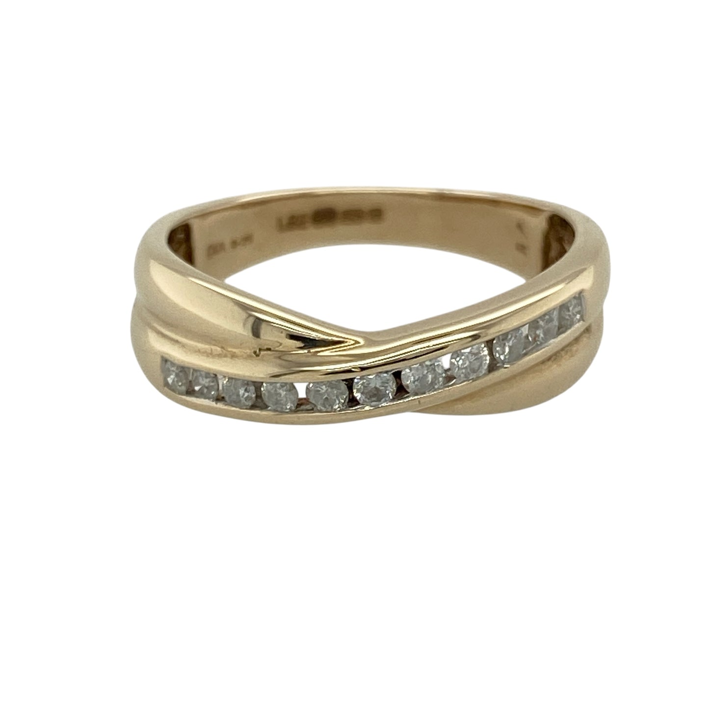 9ct Gold & Diamond Set Crossover Band Ring