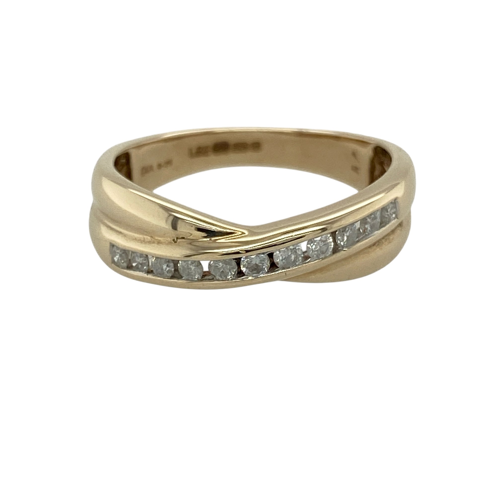 9ct Gold & Diamond Set Crossover Band Ring
