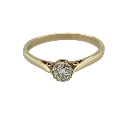 9ct Gold & Diamond Set Solitaire Ring