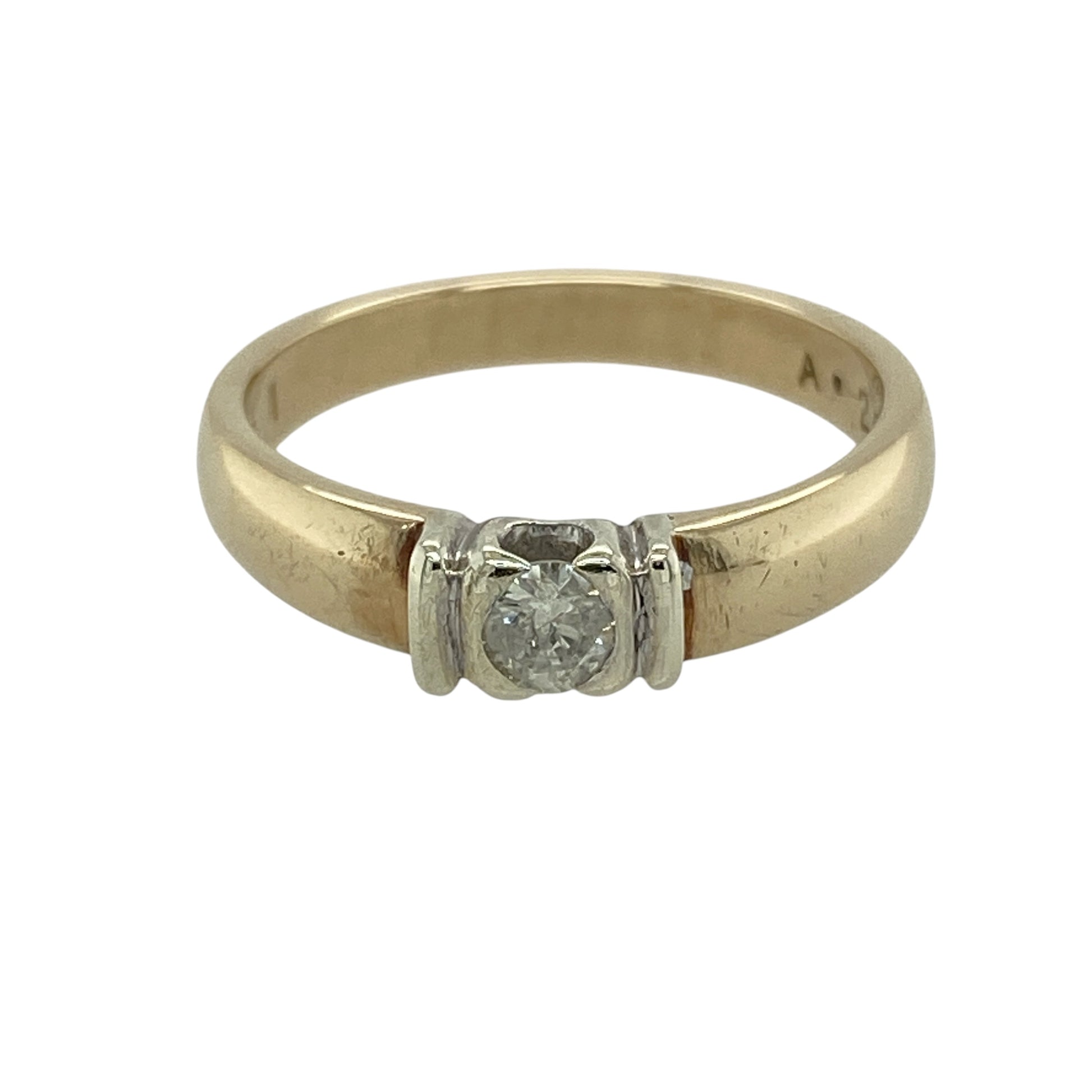 9ct Gold & Diamond Set Solitaire Band Ring