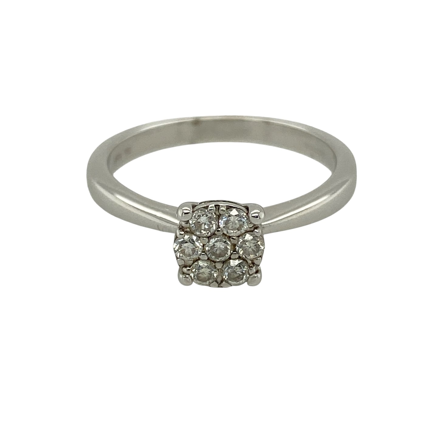 9ct White Gold & Diamond Set Flower Cluster Ring