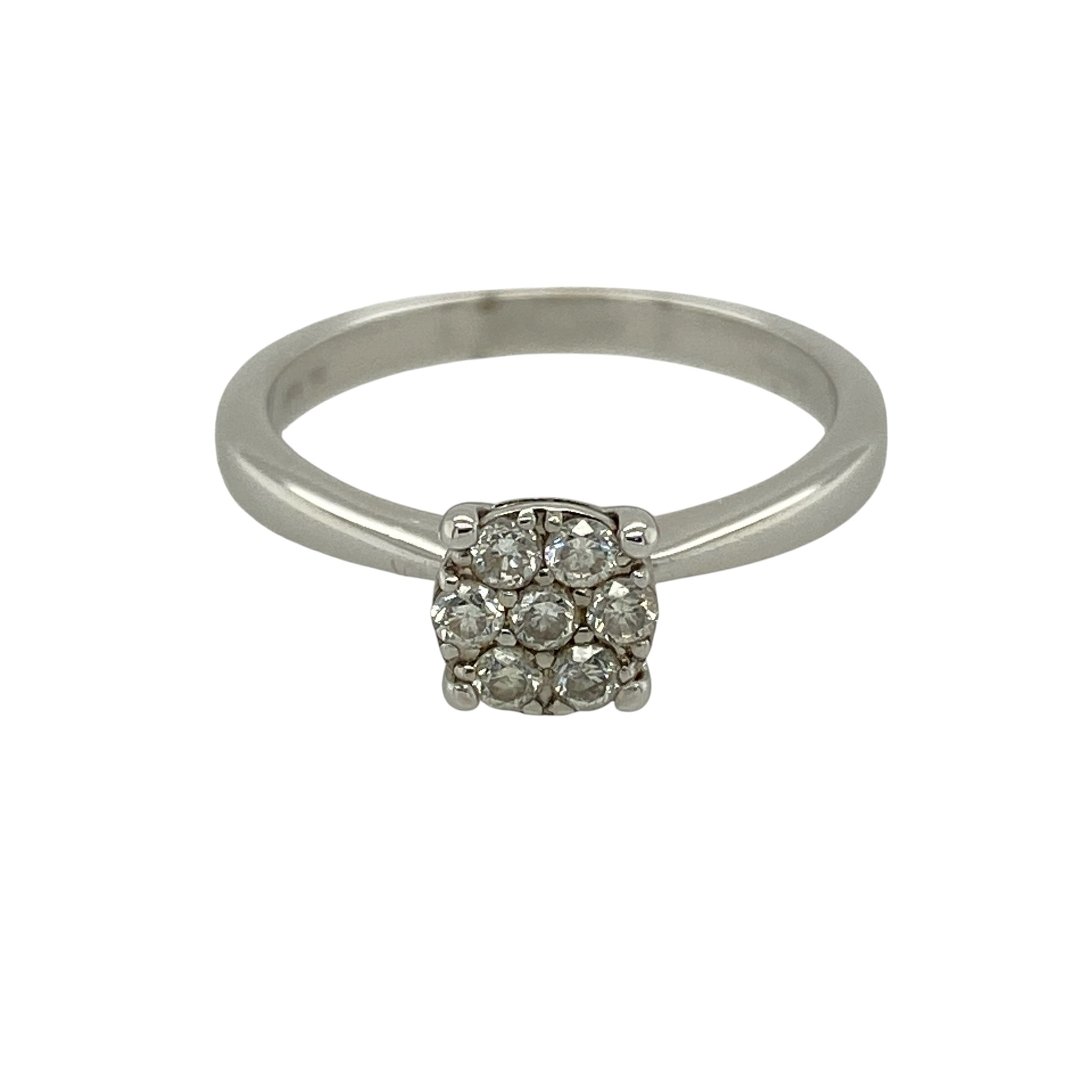 9ct White Gold & Diamond Set Flower Cluster Ring