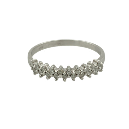 9ct White Gold & Diamond Set Two Row Band Ring