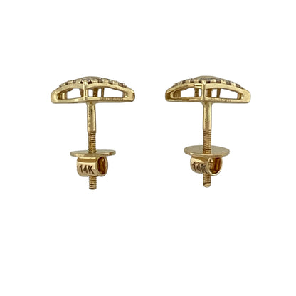 14ct Gold & Diamond Set Fan Style Stud Earrings