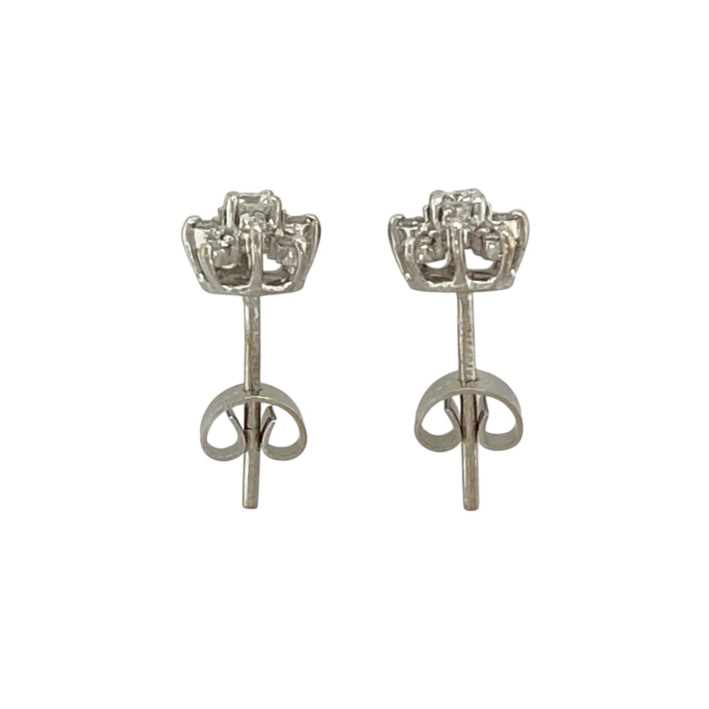 18ct White Gold & Diamond Set Cluster Stud Earrings