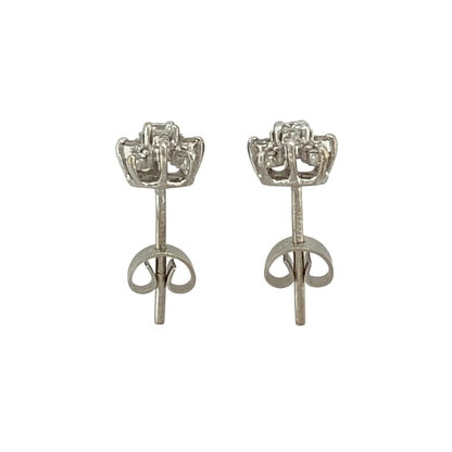18ct White Gold & Diamond Set Cluster Stud Earrings