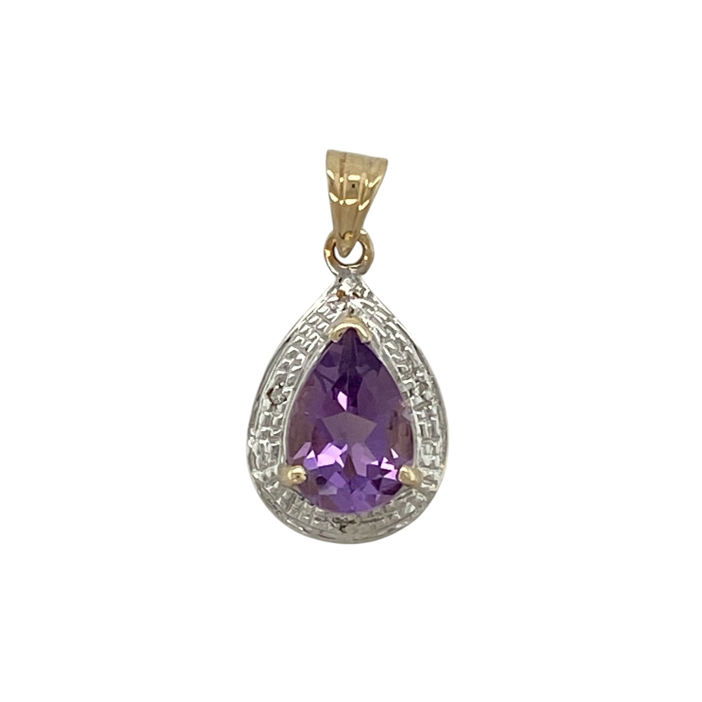 9ct Gold Diamond & Amethyst Set Pendant
