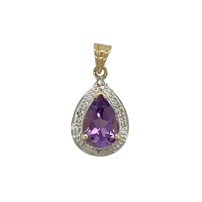 9ct Gold Diamond & Amethyst Set Pendant