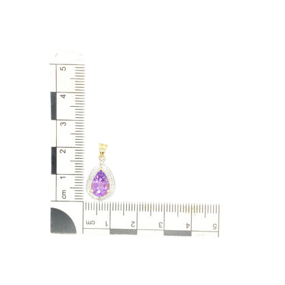 9ct Gold Diamond & Amethyst Set Pendant
